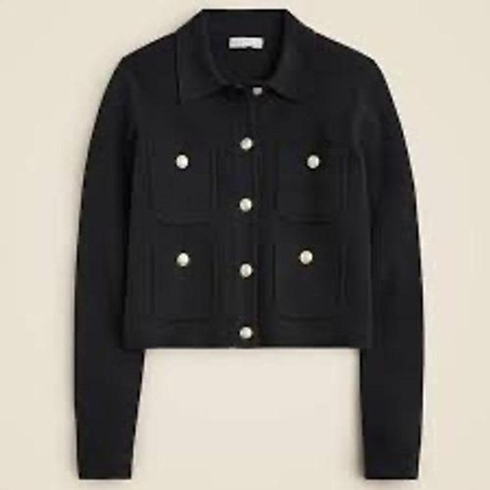 J Crew Patch Pocket Sweater Lady Jacket‎ Black Size S Paris-Style